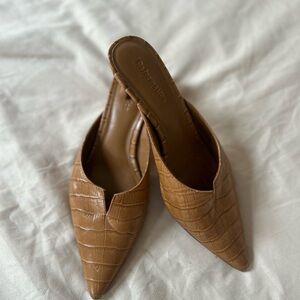Reformation crocodile kitten heels